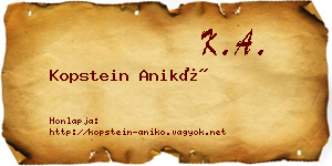Kopstein Anikó névjegykártya